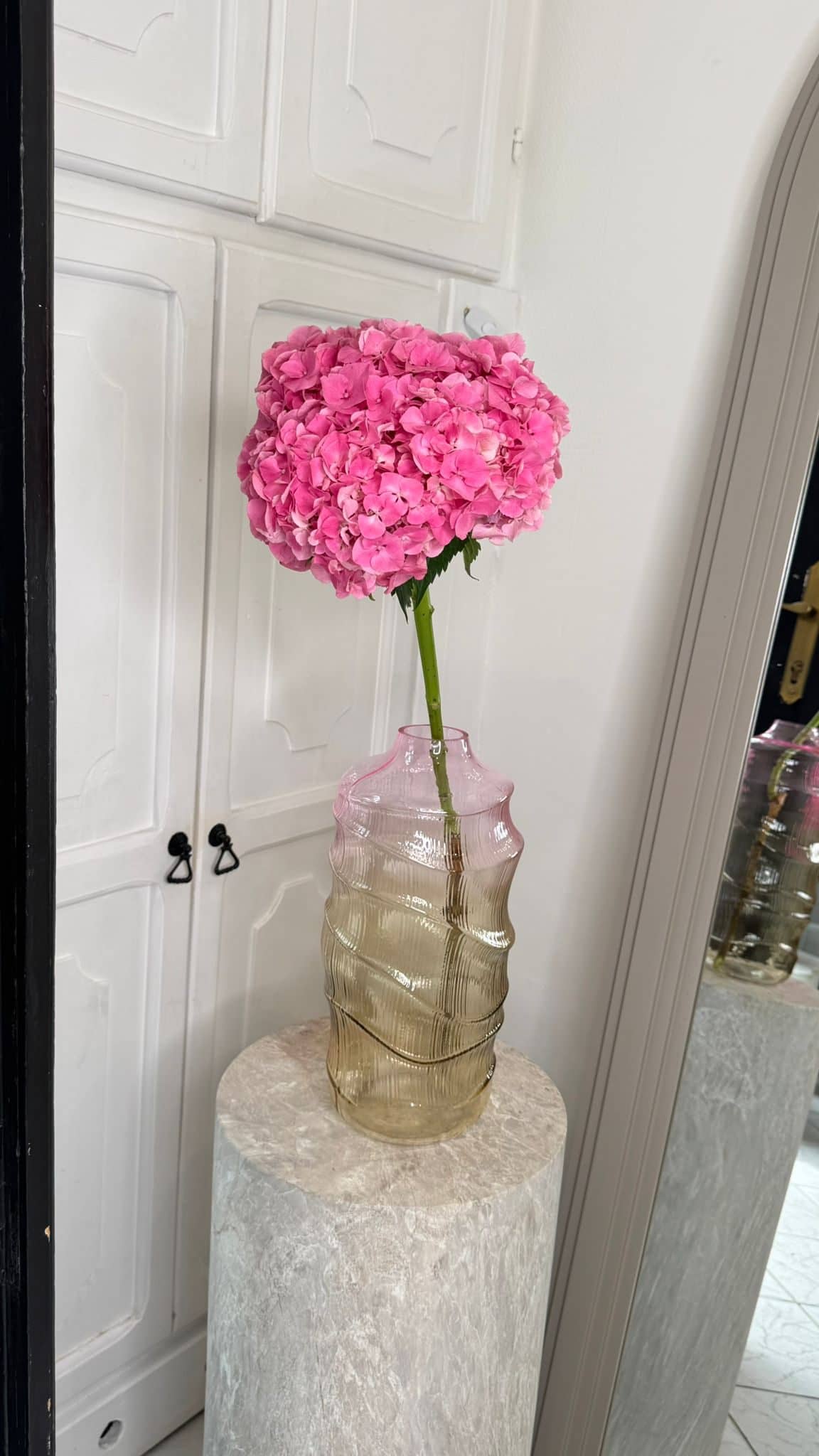 Pink-Yellow glass vase, фото 3